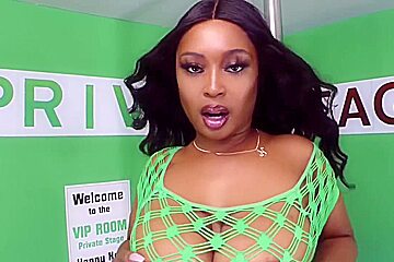 Ebony In Green Fishnet