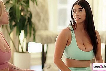 Carolina Cortez, Big T And Kali Roses In 2 Latinas Share Tattooed Yoga Instructor